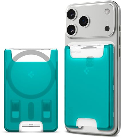 Spigen Classic C1 MagFit 3-Karten Magnet-Wallet für MagSafe & Pixelsnap | Retro-Futuristisches Kartenetui mit von iMac inspiriertem PC Gehäuse, einfachem Kartenzugriff und sicherem Halt - Bondi Blue
