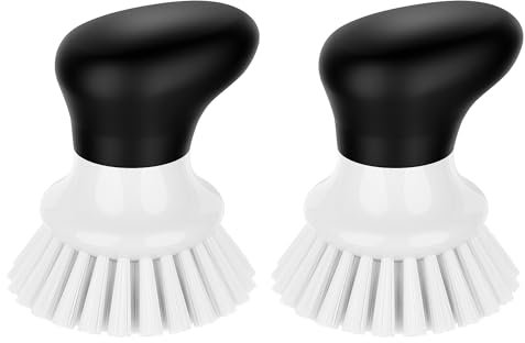 MR.SIGA Dish Scrub Brush, Palm Brush Dish Scrubber with Ergonomic Grip, Kitchen Brushes for Dishes, White, Pack of 2
