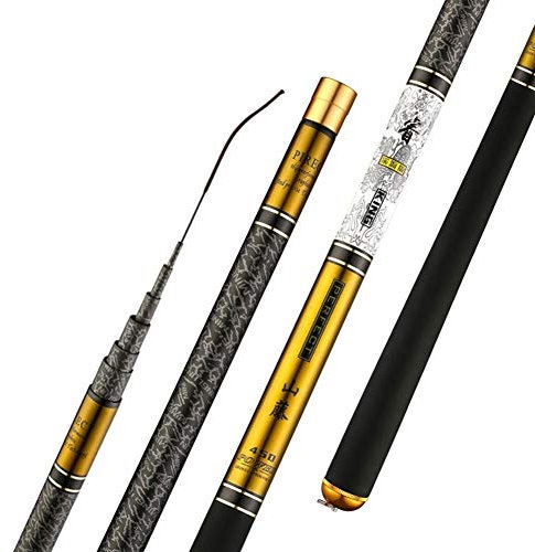Teleskoprute,Angelrute Teleskop Angelrute Carbon-Faser-3.6m-10m Ultra Light schwer Reise Karpfenangeln(Yellow_10m)