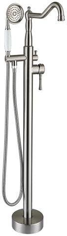 Freistehende Badewannenarmaturn mit Dusche 2 Funktionen Handbrause Einzelgriff Edelstahl freistehende Badewannen Dusch Mischbatterie gebürstetes Nickel