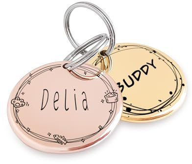 Blumenkronen-Muster, Kunstdesign für Hundemarke - Edelstahl Tiefengravur Katzenmarke - Individuell Hundemarken Halsbandschmuck für Hunde (Design)