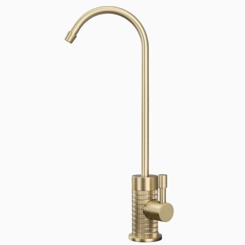 YWJFSA Osmose Wasserhahn Filterhahn, Spülenarmatur Küche Gans Hals Küchenarmatur, Messing Gebürstet, Goldfarben
