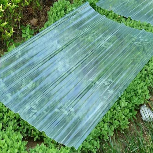 Panneaux de toiture en fibre de verre pour serre et auvent de voiture, panneaux de revêtement ondulé avec protection solaire et isolation thermique (0,9 x 1,1 m, 3/5/7/8/11/12/18 pièces)