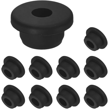 M METERXITY 10-Pack 7/8 Inch Drill Hole, 7/16 Inch ID Silicone Rubber Grommets for Wiring, Wire Cable, Hole Plugs, Automotive, Firewall, Desk, Water Pipe, Hydroponic [Black]