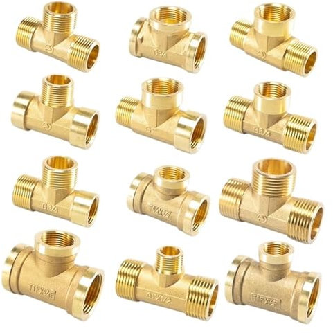 Pneumatische Sanitär-Messingrohrverschraubung, Außen-/Innengewinde, 1/8, 1/4, 3/8, 1/2 T-Stück, Kupferanschlüsse, Wasser-Öl-Gas-Adapter(Female-F-M,1/2)