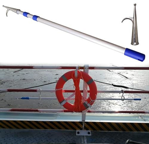 Bootshakenstange/Bootshaken Kommerzielle Schubstange für Boote, Metall, 8 m, 7, 6, 5 Meter, 4, 3, robuster, teleskopischer Aluminiumstangen-Bootshaken und vielseitige Ladungsrückholhaken(5M/16.4FT)