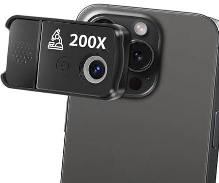 Lgowithu Handy Mikroskop, 200x USB Mikroskopen mit LED, Mini-Mikroskop für Smartphone Kamera, HD Digital Mikroskope mit CPL für Explore Micworld Digitales, Kompatibel mit iPhone und Android-Handy