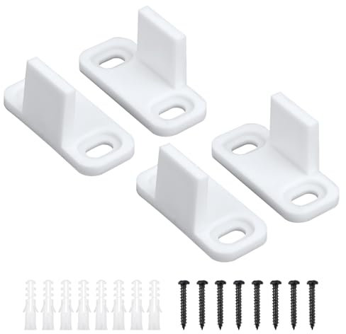 4 Set Barn Door Floor Guide Kit, Plastic Barn Door Hardware Sliding Closet Door Bottom Floor Mount Guide Sliding Door Track Pocket Door Guide Bypass Door Guide (White)