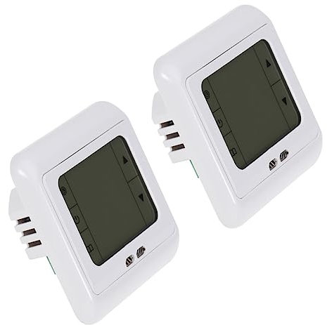 NUOBESTY 2pezzi Termostato Programmabile Per Riscaldamento Display Lcd Retroilluminato Bianco e Termoregolatore Digitale Facile Da Usare