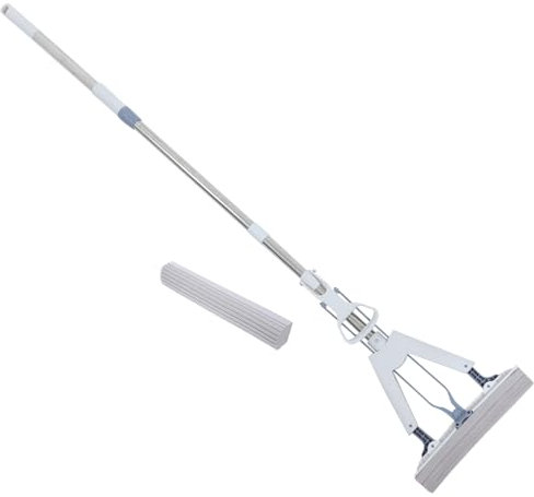 KOMBIUDA Balai-serpillère Éponge Pliable Blanc 28cm en Acier Inoxydable Abs