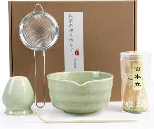 Matcha Set - Matcha Whisk Set, Japanese Matcha Tea Set with Matcha Bowl (500ml), Matcha Whisk & Holder, Bamboo Scoop & Stainless Sifter - 5 Pcs Complete Matcha Making Kit, Gift for Matcha Lover