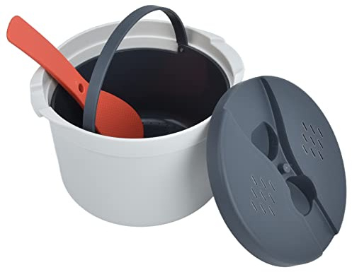 TYCIONG 2L Microondas Conjunto de Cocina de Arroz Utensilios de Cocina de Cocina Cocina Herramientas de Preparación de Alimentos con Filtradora de Tapa de Cuchara de Arroz para Todas las (Naranja)