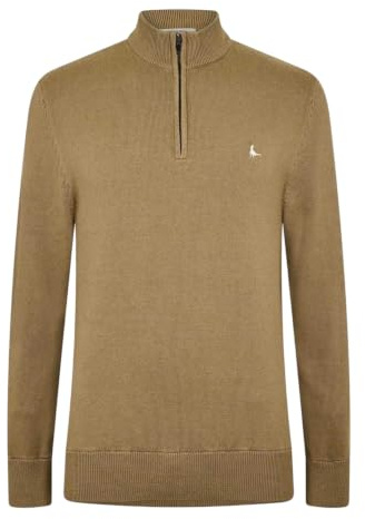 Jack Wills Mens Funnel Neck Half Zip Jumpers Men Long Sleeve Fawn M