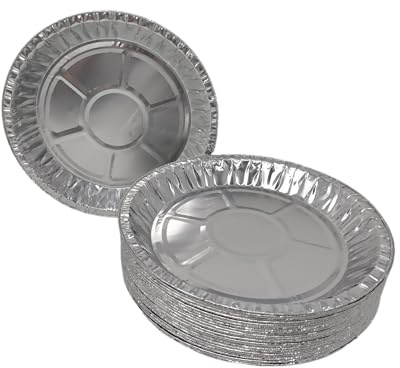 10 x Aluminium Foil 10 25cm Round Pie Flan Tart Plates Trays BBQ Oven Airfryer 248x25mm