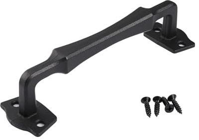 Toprema Sliding Barn Door Handle Pull Heavy Duty Solid Metal Rustic Hardware for Wooden Garden Gate Shed Garage Door 25CM Matte Black