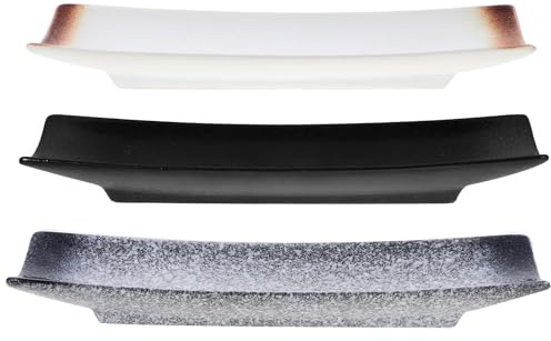 VANZACK 3 pezzi Piatti Ceramica Giapponese per Sushi e Snack Vassoio Rettangolare Vintage Adatto per Ristorante e Casa Design Casual Servizio Tavola Elegante