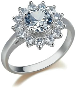 Whoiy Moissanite Ring Damen Halo Echtgold, Ehering Platin Verlobungsring mit 1ct Moissanite Hochzeitsringe Gold 950 Jahrestagsring für Frauen Größe 56 (17.8)