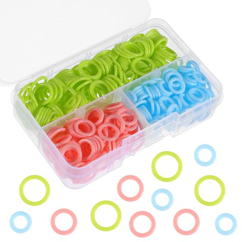 380 Stück Strickmarker-Ringe Bunte Maschenmarkierer-Ringe Geflochtene Zählschnalle Maschenmarkierer-Ringe (S/M/L) Mit Tragbarer Aufbewahrungsbox Für DIY Häkel-Bastelprojekte Stricken, Häkeln
