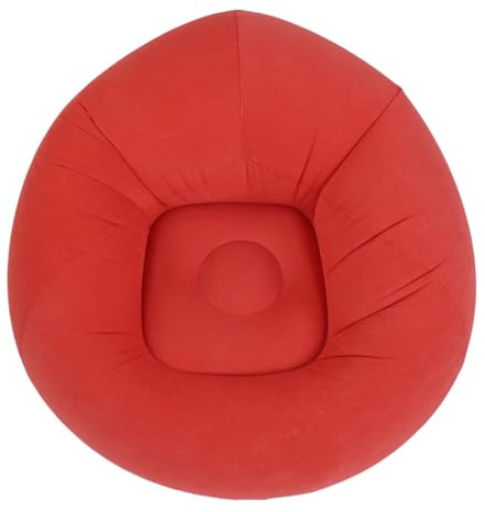 Matybobe Aufblasbarer, Bohnenloser Taschenstuhl mit Weicher Beflockung, Ergonomischer Blow-Up-Loungesessel für Schlafzimmer und Wohnzimmer (Rot)