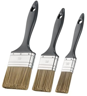 Handelskönig Lasurpinsel-Set 3-teilig für universelle Lasurarbeiten - je EIN Flachpinsel Breite 30/50/70 mm, Lackierpinsel mit synthetischen Borsten ideal für Lack, Öl, Farbe, Holzlasur