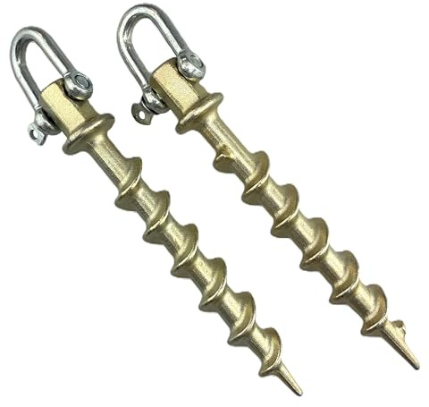 Erdanker/Bodenanker Ø23x180 mit Schäkel verzinkt, 2 Stück, Stahl - für Sicherung von Zelten, Trampolinen, Abspannungen - Rübig