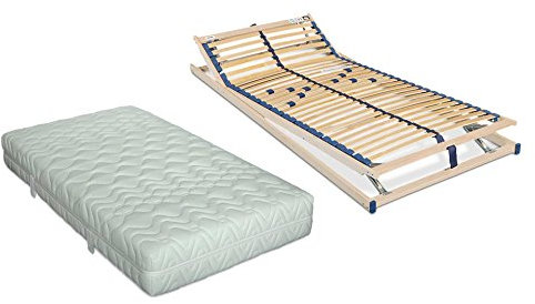 ki-Pure Spar-Set Komfort-Flex-Pur 5-Zonen TTFK in 140 x 200 cm im Härtegrad mittelfest – Plus Lattenrost Malie Olympus 28 KF verstellbar in 140 x 200 cm – fertig montiert + sofort lieferbar