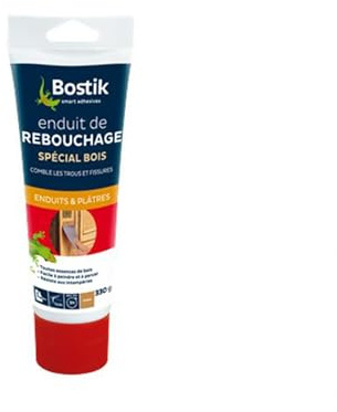 Bostik Enduit de Rebouchage Spécial Bois – Pâte à Bois Extérieur et Intérieur – Pour Combler Trous et Fissures Jusqu’à 1 cm – Enduit Prêt à l'Emploi – Couleur : Chêne – 1 Tube 330 g