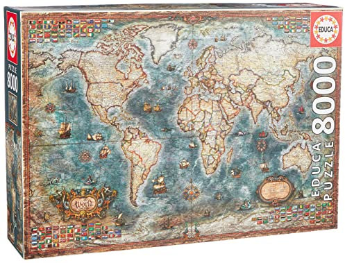 Educa - Puzzle 8000 Teile für Erwachsene | Antike Weltkarte, 8000 Teile Puzzle für Erwachsene und Kinder ab 14 Jahren, Inklusive Ersatzteilservice, Solange der Vorrat reicht. Landkarte (18017)