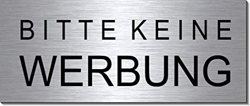 5 Stk. Bitte keine Werbung-Briefkasten-Schild- Aluminium Edelstahloptik 60 x 25 mm selbstklebend (5 Stk. Alu.silber 1966-8)
