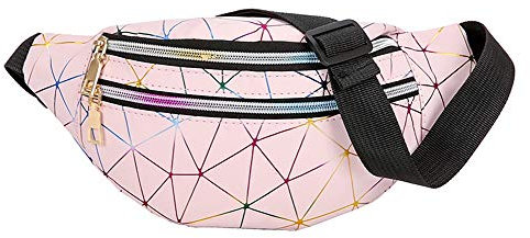 Estwell Sac Banane Femme Léger Fanny Pack Imperméable Cuir PU Ville Sac Banane Moda Running Sacs de Sport Voyage Randonnée, Rose, Taille Unique