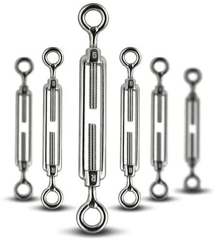 PROTECH 2 Stück Drahtspanner M4 Öse und Öse Edelstahl V4A Seilspanner Auge und Auge Spannhaken Spannschloss Spannschraube Spanner Drahtseil