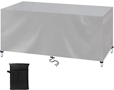Gartenmöbel Abdeckung 220x100x85cm Silver Patio Rattan Möbel Schutzhülle, Abdeckplane für Gartenmöbel Outdoor Wasserdicht, 420D Oxford Gewebe Abdeckhaube Gartentisch für Stühle Möbelsets und Sofa