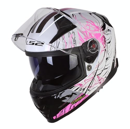 LS2, Integralhelme motorrad VECTOR II DARFLO gloss white pink, M
