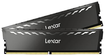 Lexar THOR DDR4 3200 MT/s CL16 1,35 V Mémoire RAM DDR4 32 Go (2 x 16 Go) avec dissipateur thermique, AMD Ryzen et Intel XMP 2.0, noir (LD4U16G32C16LG-RUD)
