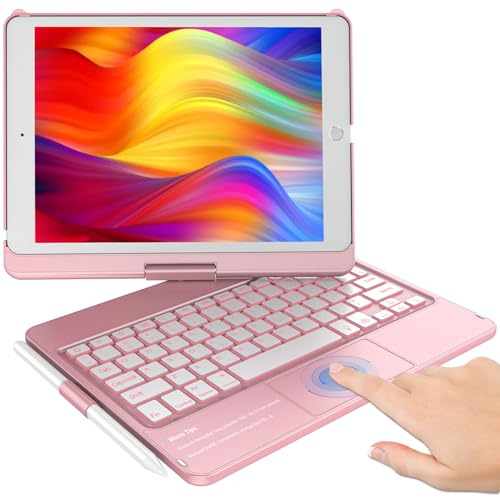 KBCASE Touchpad Keyboard Case for iPad 9th/8th/7th Gen, Rose Gold