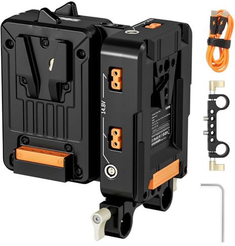 Placa de batería ZGCINE VM-HS2 V-Mount, Hot-Swap/Shark Fin Dual Micro Placa Adaptadora Soporte de batería USB-C PD 100W Salida 10 puertos de salida Control de potencia de un solo toque.