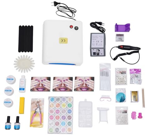 Juego completo de uñas de gel UV, juego de principiantes, fresadora de uñas con fresador, limas de uñas, accesorios para uñas de gel, juego de uñas de diseño de uñas, regalo para mujeres