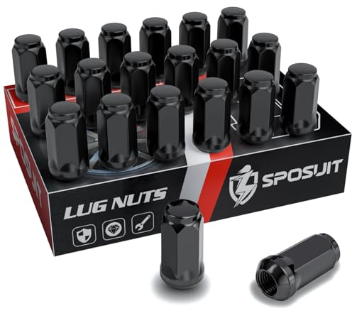 Sposuit M14x1.5 Lug Nuts - Replacement for 2005-2024 Dodge Charger, 2008-2023 Challenger, 2011-2024 Durango, 2004-2009 Magnum - Closed End Black Lug Nut(20 Pcs)