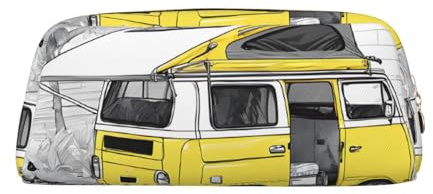 ASPOIJHN Happy Campers Vielseitiges Leder-Federmäppchen, stilvolle Aufbewahrungstasche für Schule, Büro, Schreibwaren, Kosmetiktasche, Münzen-Organizer, gold, Einheitsgröße, Krawattenetui