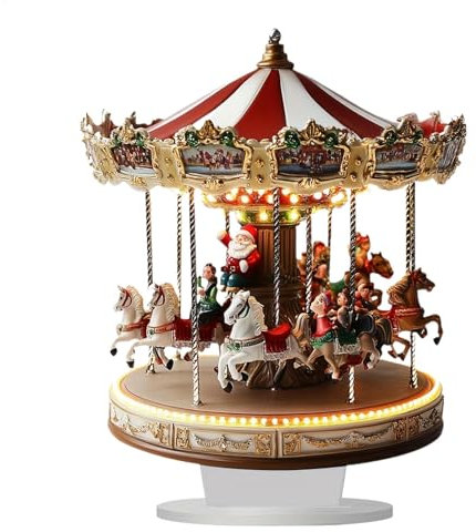 Weihnachtskarussell – Weihnachtsdorf-Szene | 2D-Karussell festliche Dekoration | Weihnachtsdorf-Karussell | Weihnachtsszene Ornamente | Tischdeko Weihnachten Merry Go Round Karussell für Weihnachten