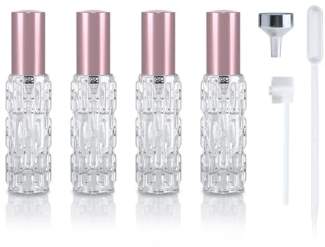 YoHyien 4 Stk Reise Parfümzerstäuber Nachfüllbar 10ml, Parfum Zerstäuber für Unterwegs, Mini Parfüm Abfüller, Tragbar Taschenzerstäuber, Kleine Parfümflaschen zum Befüllen für Handtaschen (Roségold)