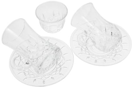 Amosfun Ensemble De Tasses Et Soucoupes À Café Turques Élégant Service À Thé En Verre Au Design Européen En Forme De Gourde Haute Transparence Petite Taille Et Utilisation Polyvalente