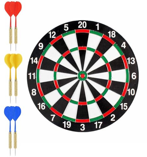 Dartscheibe Kinder, 16cm Dartscheibe Mit 6 Dartpfeilen, Dartscheibe Steeldart, Doppelseitiges Dart Scheibe Für Kinder Erwachsene, Kinder Dartscheibe Für Familie Party Spiel