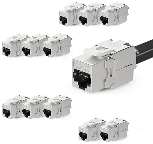 AVNSCNK 12 unidades Keystone CAT 7, Keystone RJ45 hembra para CAT7/6/6a, montaje sin herramientas, abrazadera de corte LSA apta para cable LAN de 1000 MHz 10 Gbps para panel de conexiones y enchufe de