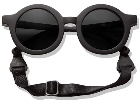 BABYMOCS Runda solglasögon barn 1,5 år – 8 år | 100 % UV-skydd | BIEGSAM | BPA-fria | solglasögon med skadliga ämnen småbarn med band | Svensk design | Småbarnsolglasögon, svart