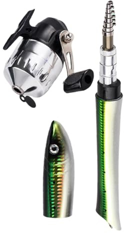Juego de cañas de Pescar de Viaje, Carrete telescópico, caña de Pescar portátil con Forma de, Barra de Plegable, Mango cómodo para con Mosca en Hielo, Agua Dulce y Salada de Viaje