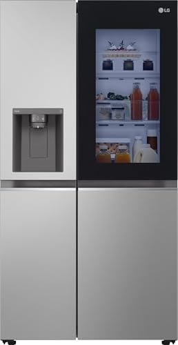 LG GSGB71PYLL Side-by-Side Kühlschrank mit Gefrierfach (635 L, Energieklasse E) mit InstaView, Smart Inverter Compressor, Eis- und Wasserspender mit Wassertank, Silber