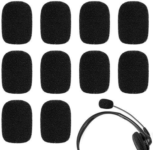 12 Stück Ersatz-Windschutz Mikrofon Headset, Mikrofon Schaumstoff Lapel Headset Mikrofons Schutz Abdeckungen Minimikrofon Headsets Windschutzscheibe, Microphone Cover Für Unterricht Treffen Schwar