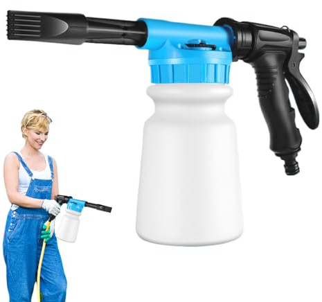 Schaumspritzer Autowaschanlage, Schaumstoffkanone für Schlauch, Druckreinigungsspritzen, 1L Handheld unter Druck stehende Seifenschaum Gartenschlauch Zubehör für Männer Auto