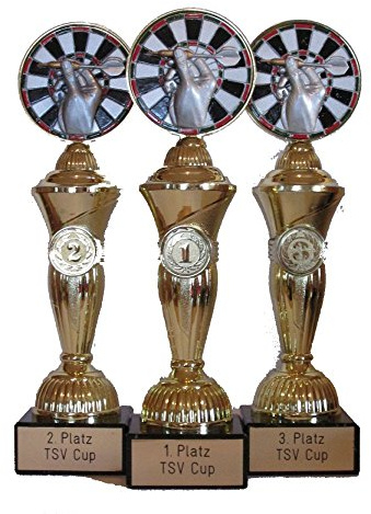 RaRu Dart-Pokale (3er-Serie) mit Wunschgravur